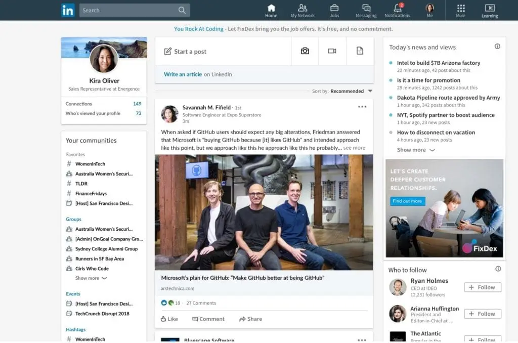 LinkedIn Feed screenshot
