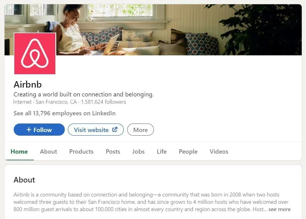 LinkedIn Company Page screenshot