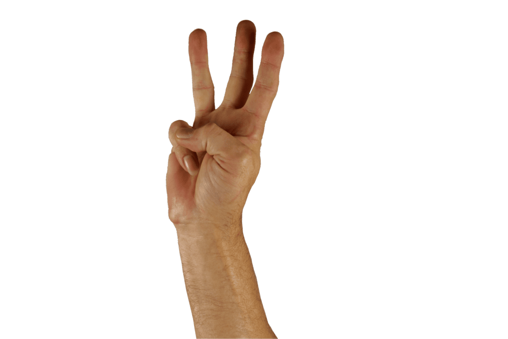 hand with three fingers up