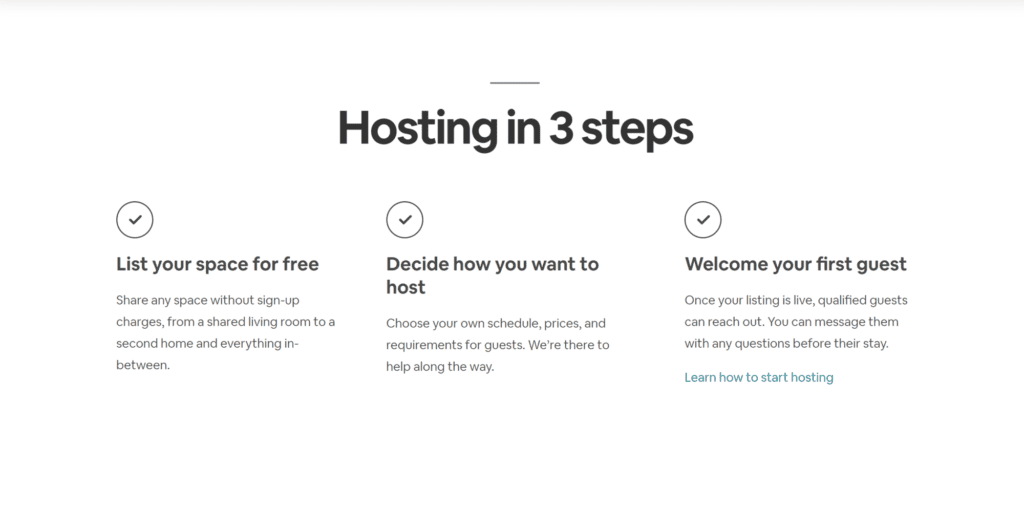 How Airbnb pitch getting started on their site... it's a little more complicated but not by much