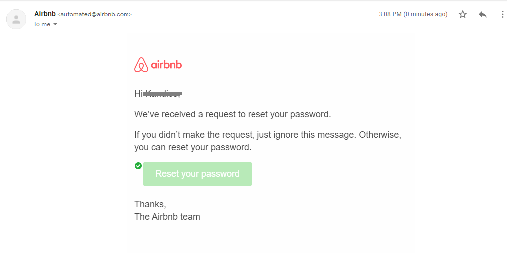 airbnb reset password email
