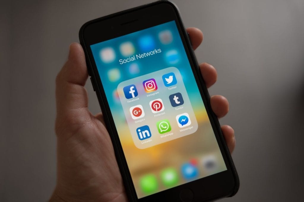 Social media marketing apps on a phone