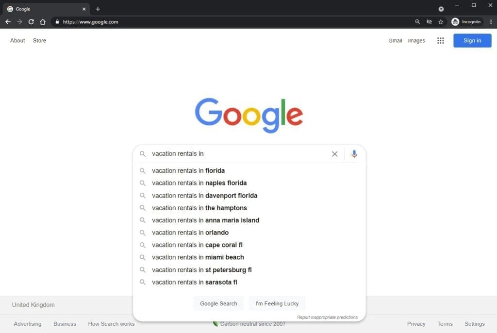 Google incognito mode