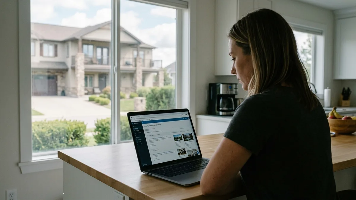 Vacation rental host reviewing direct booking marketing strategy on laptop in 2026