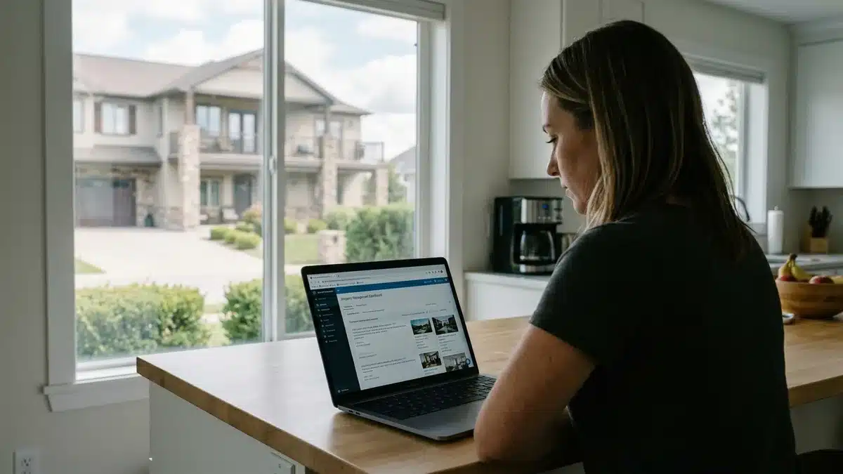 Vacation rental host reviewing direct booking marketing strategy on laptop in 2026