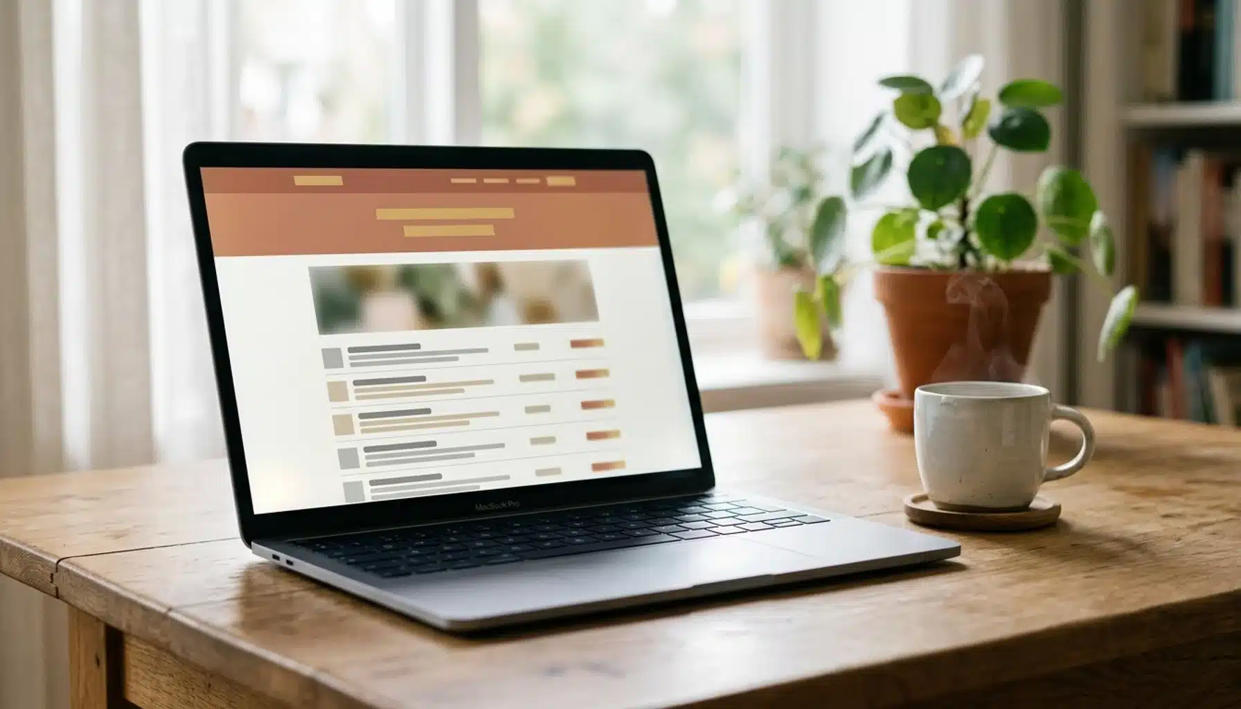 Laptop screen showing abstract search-results layout, illustrating how to get more Airbnb bookings without ads