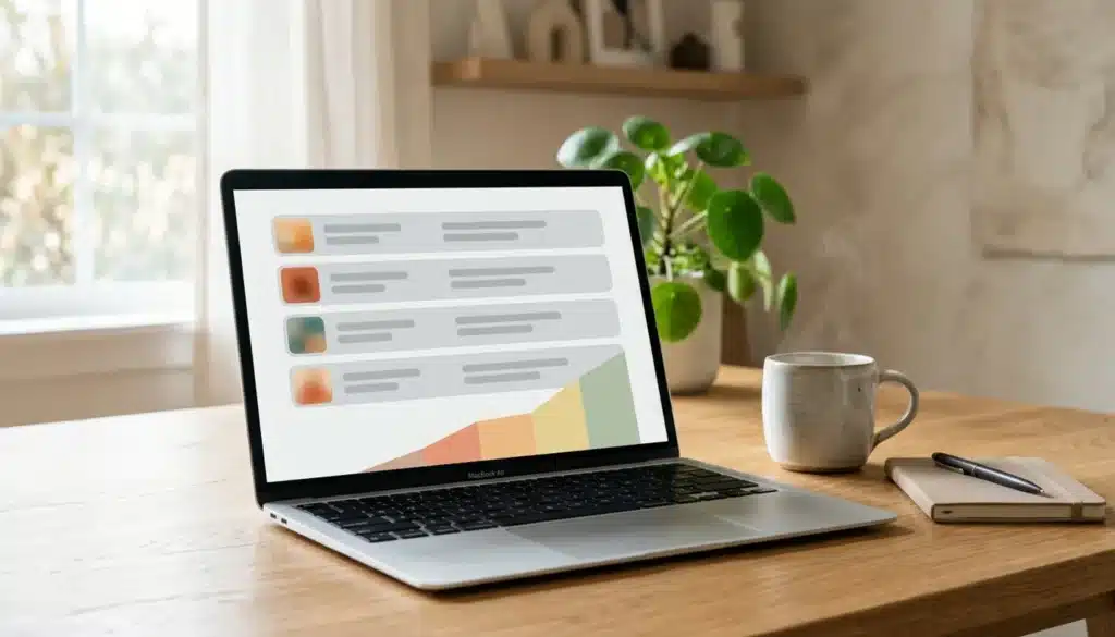 Laptop showing an abstract guest database layout illustrating how to get repeat guests for a vacation rental