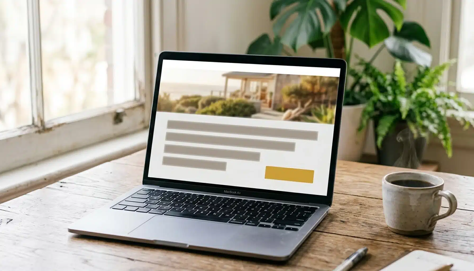 Direct booking website wireframe representing vacation rental SEO tips for faster organic ranking
