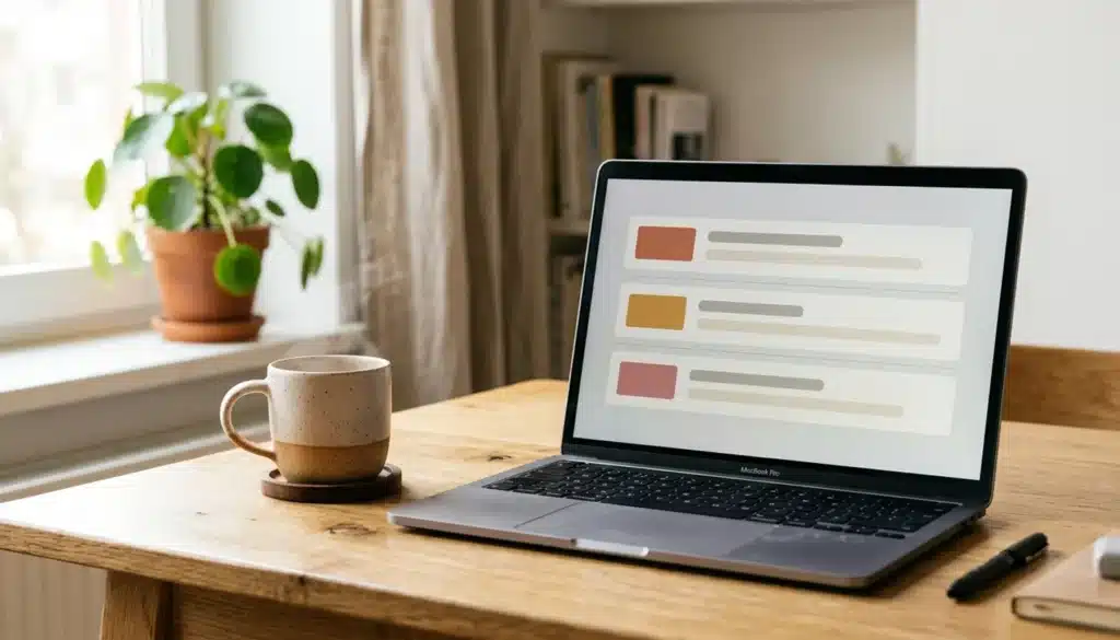 Laptop screen showing an abstract email sequence layout, illustrating how to promote direct bookings to past guests