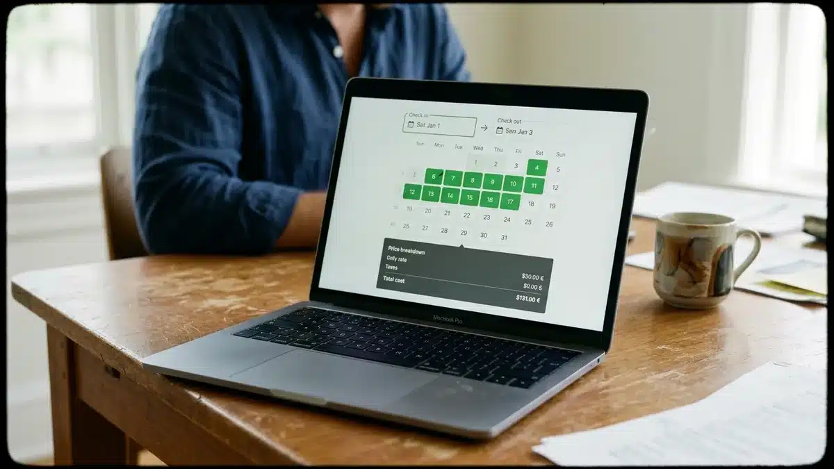 Booking examples showing a calendar-based direct booking system interface