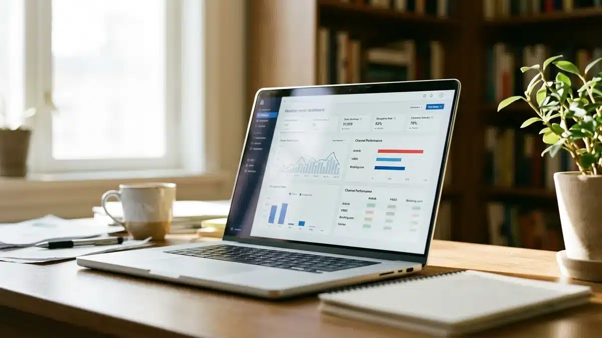 STR website direct booking dashboard showing real-time analytics for short-term rental hosts