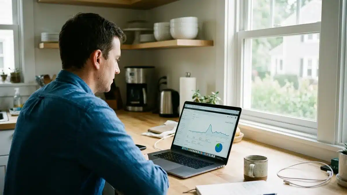 Host reviewing analytics on a platform that simplifies direct bookings and minimizes commission costs