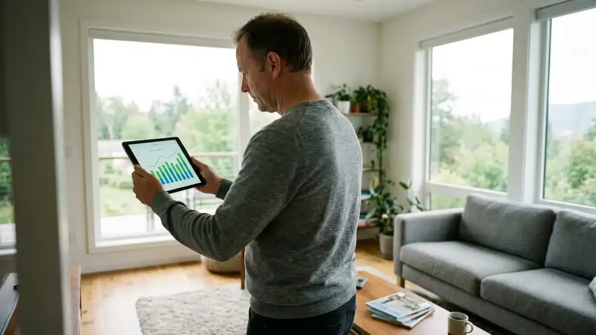 Vacation property manager reviewing fee performance and revenue reports