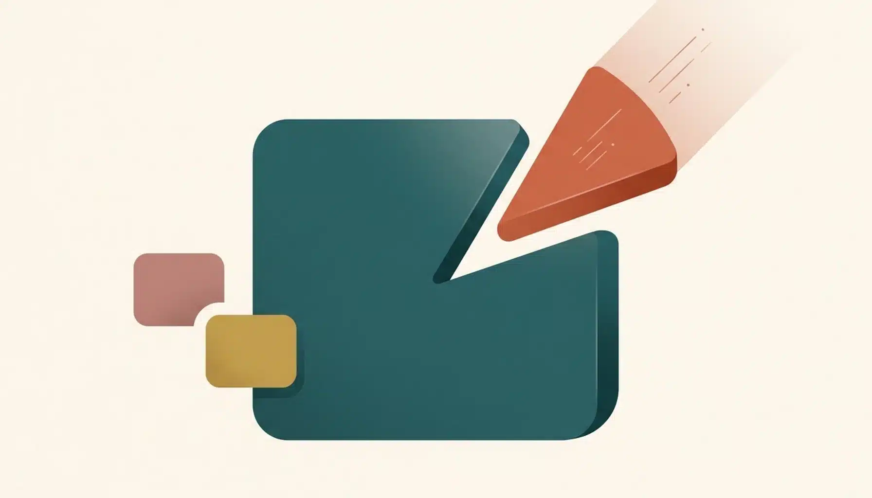 Abstract illustration of a revenue block with a slice removed, representing the airbnb host fee deduction from bookings