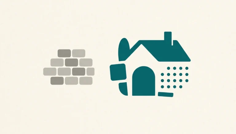 Abstract illustration comparing a generic tool cluster to a hospitality-shaped cluster, symbolizing the best website builder for holiday rentals