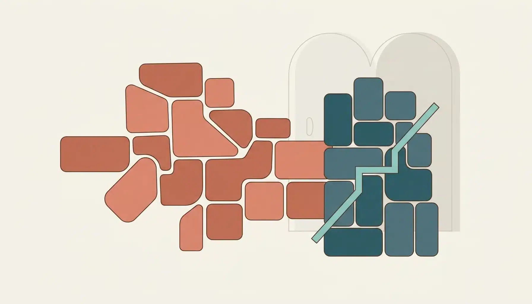 Abstract illustration of two shape clusters showing how hosts boost booking numbers across direct and outside channels