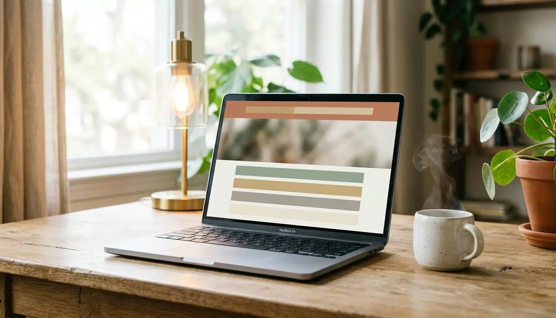 Laptop showing an abstract direct booking website layout, illustrating a platform to market a vacation rental