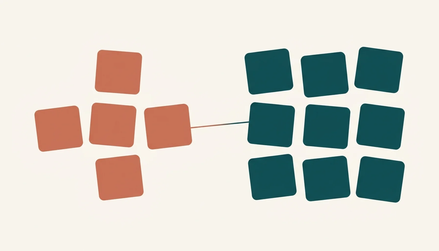 Flat illustration of two tile clusters symbolizing choosing holiday rental management software options