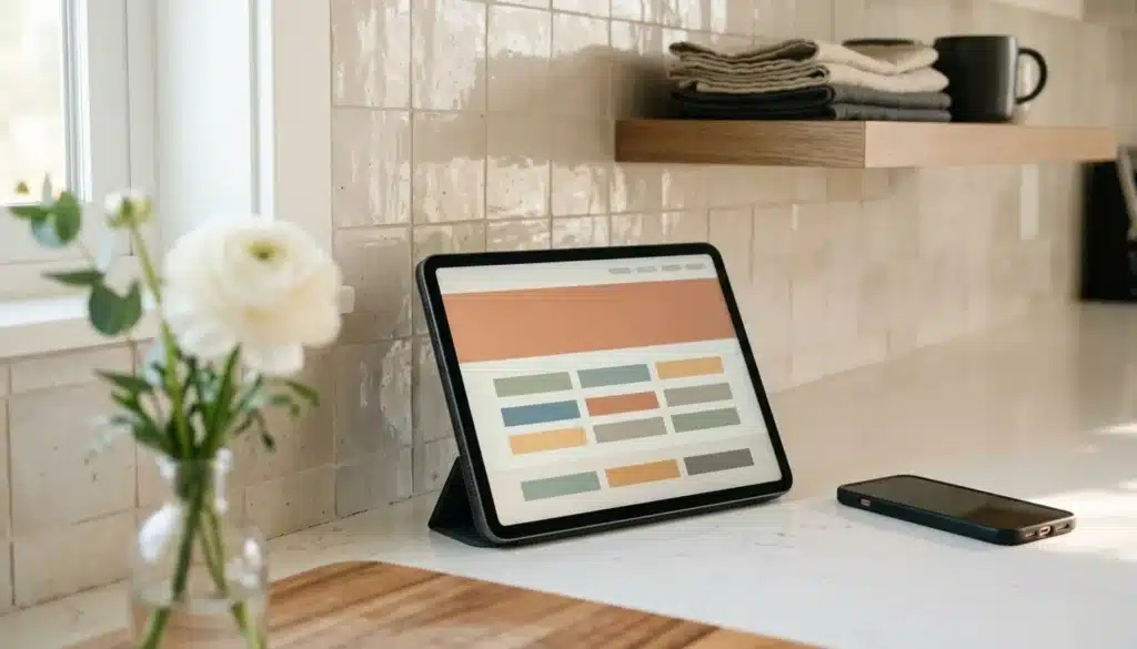 Tablet showing an abstract direct booking website layout beside a phone, illustrating a site like Airbnb alternative for hosts