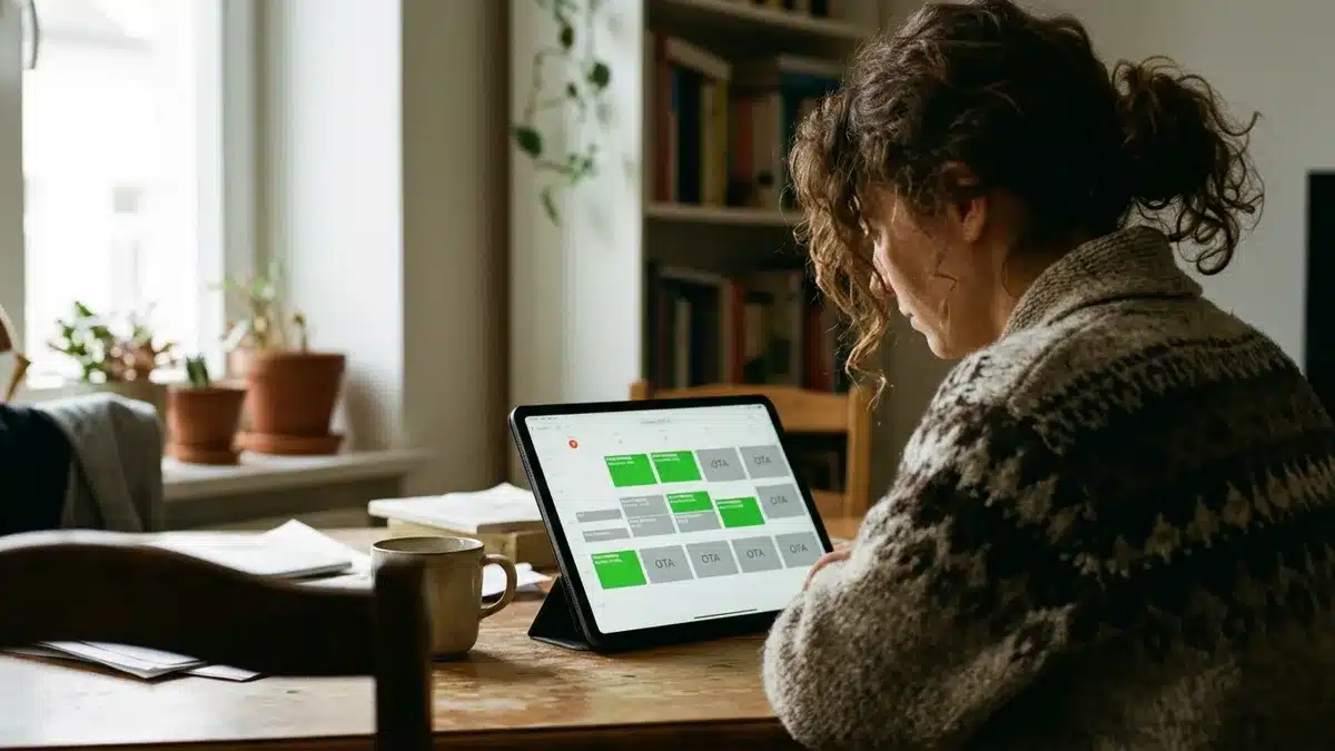 Host reviewing a direct booking calendar after writing a strong property description