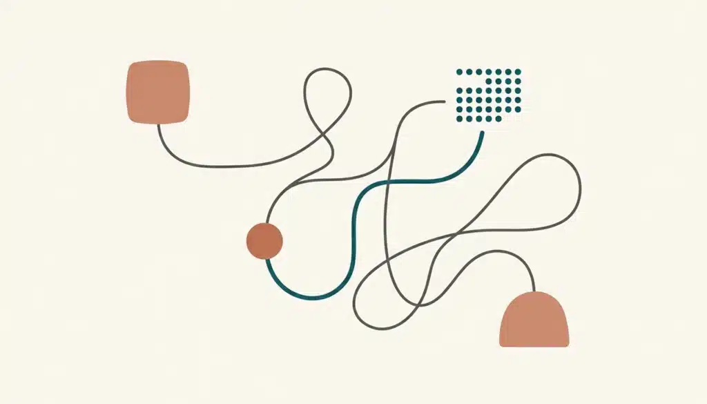 Flat vector illustration of connected nodes representing automation in the industry for short-term rental hosts