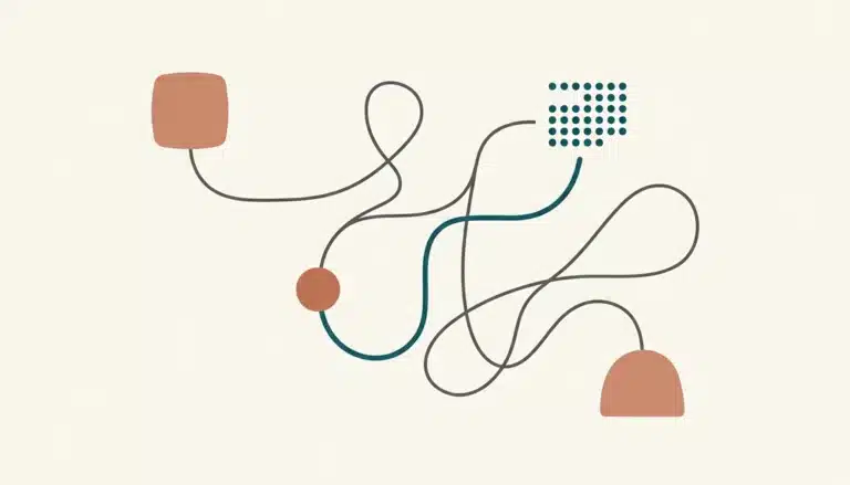 Flat vector illustration of connected nodes representing automation in the industry for short-term rental hosts