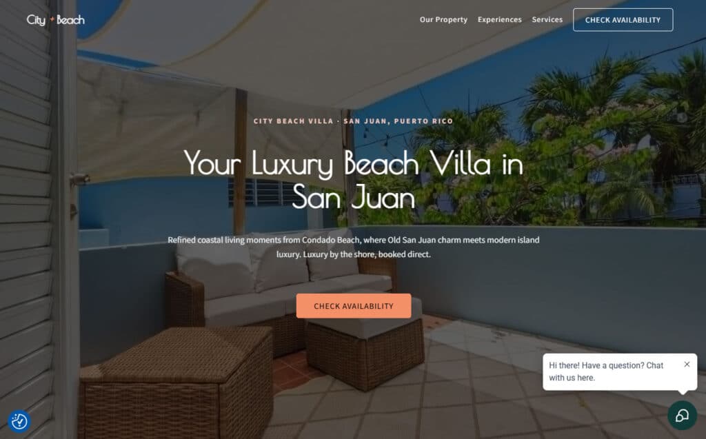 City Beach Villa website screenshot
