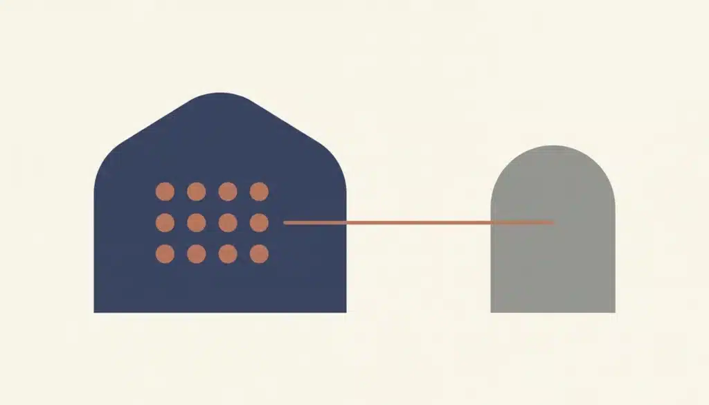 Abstract illustration of connected geometric shapes symbolizing how to pitch landlords on Airbnb with guaranteed rent