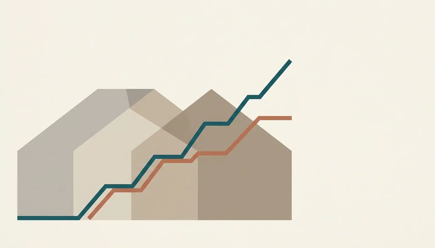 Abstract illustration of a rising line above a flat rooftop shape showing whether Airbnb is profitable in 2026
