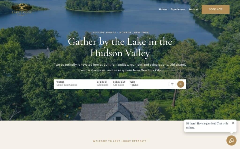Lake Lodge Retreats website screenshot