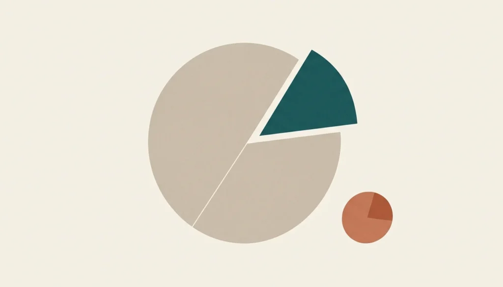 Abstract illustration of a payout shape split into segments, symbolizing what percentage does Airbnb take from hosts