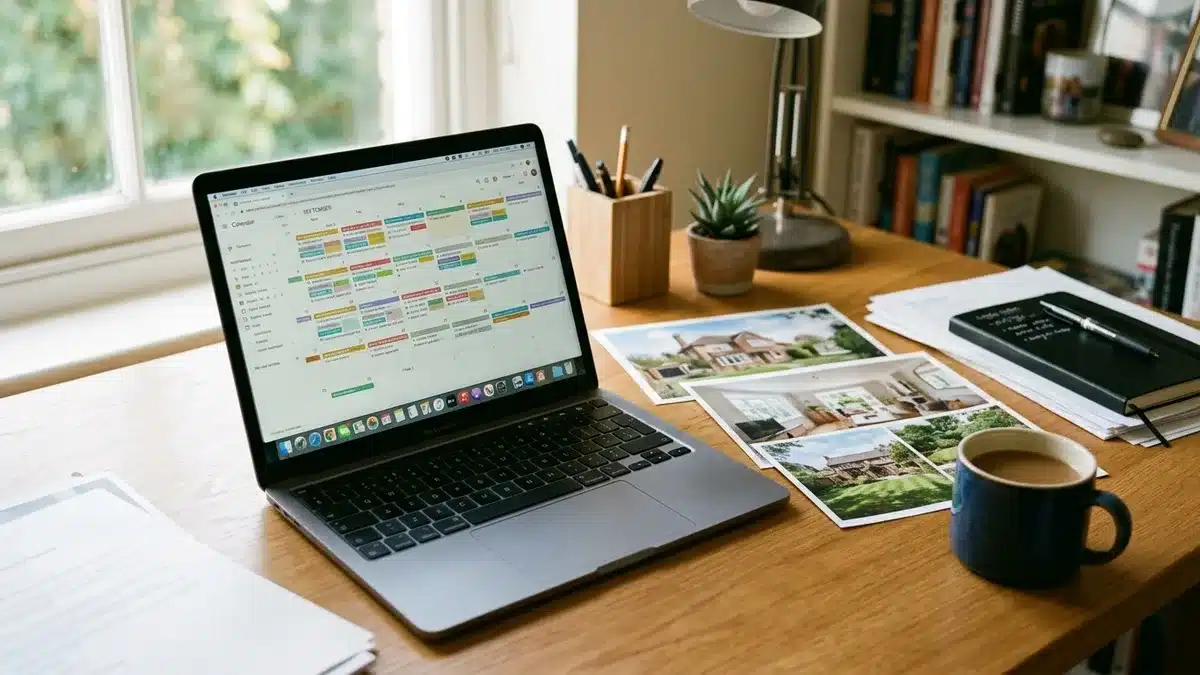 Monthly planner used to build a content calendar for a short term rental